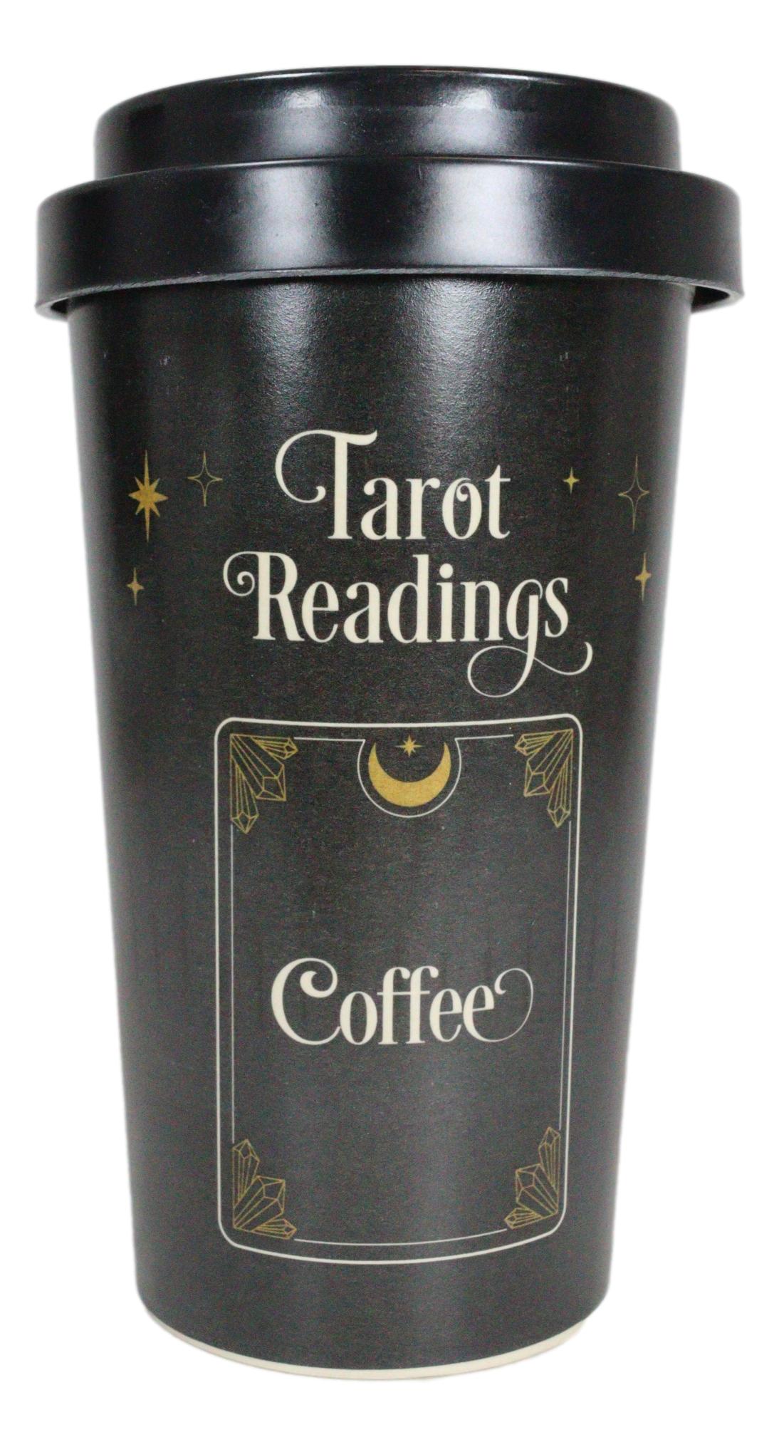 Wicca Psychic Tarot Readings Coffee Card Bamboo Travel Mug Cup W/ Lid And Sleeve