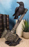 Odin Raven Perching On Thor Hammer Mjolnir With Viking Runes Skaldenmet Figurine
