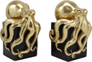 Ebros Contemporary Gold Color Octopus Bookends Statue Set With Black Base