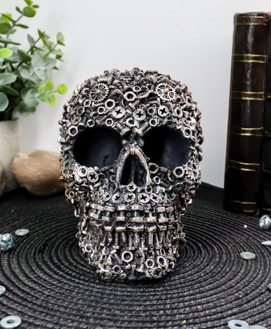 Ebros Junkyard Mechanic Gears Nuts Bolts And Screws Hardware Skull Decorative Figurine - Ebros Gift