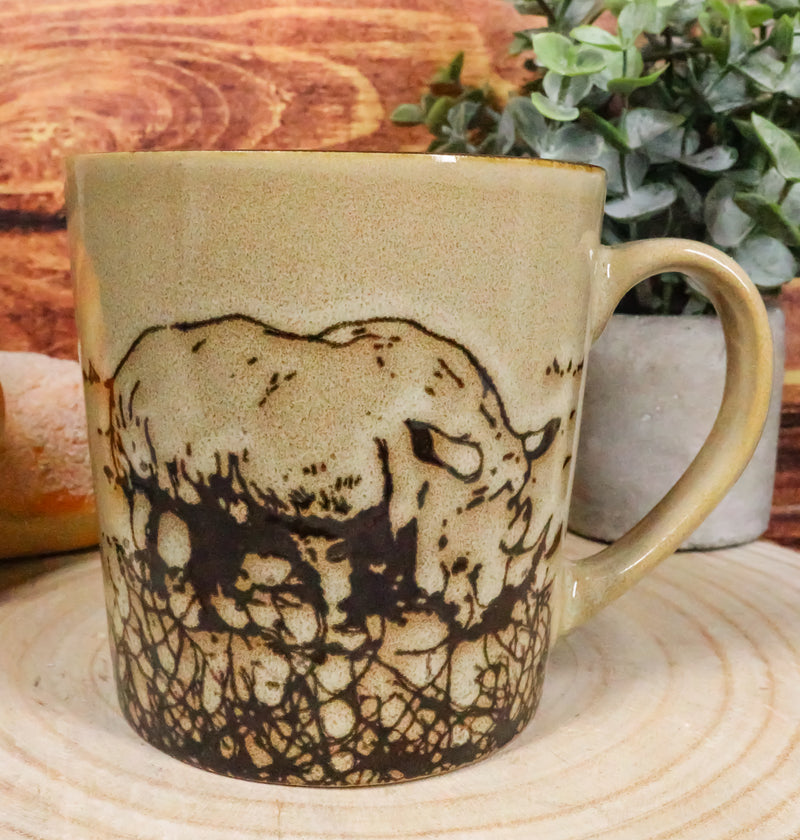 Safari Grasslands Black Rhinoceros Drinking Beverage Ceramic Mug 16oz