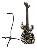 14"H Hell Skull Electric Guitar With Stand Money Coin Piggy Bank Accent Decor