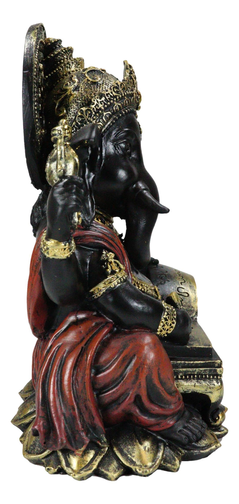 Hindu Lord Deity Ganesha Writing The Mahabharata On Ancient Scrolls Figurine