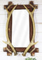 Western Rustic Stag Deer Antlers Rack On Wooden Logs Wall Mirror Plaque 22'H
