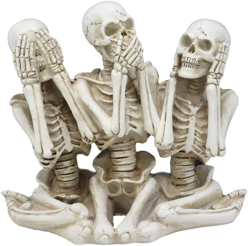 Ebros See Hear Speak No Evil Gossiping Sisters Female Lady Skeletons Statue 6"H