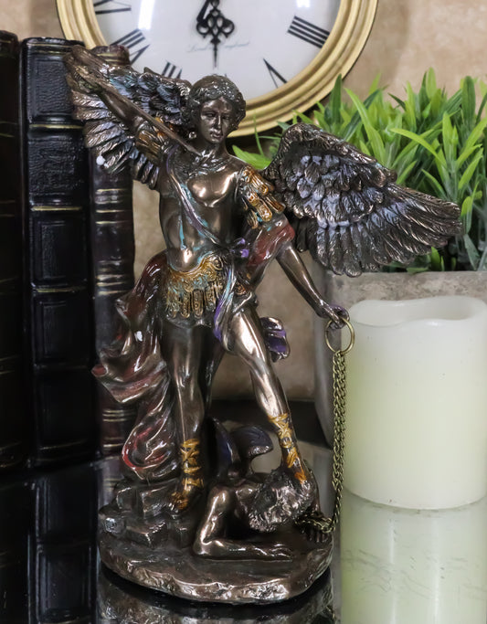 Small Archangel Saint Michael Slaying Devil Satan Under His Feet Figurine 6"H