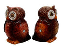 Nocturnal Tropical Great Horned Owl Couple Ceramic Salt Pepper Shakers Figurines