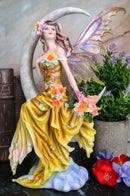 Nene Thomas Art Celestial Crescent Moon Earth Elemental Floral Fairy Statue 11"H