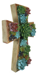 Southwestern Colorful 3D Cactus Blossoms Succulent Flowers Wall Cross Art 12'H
