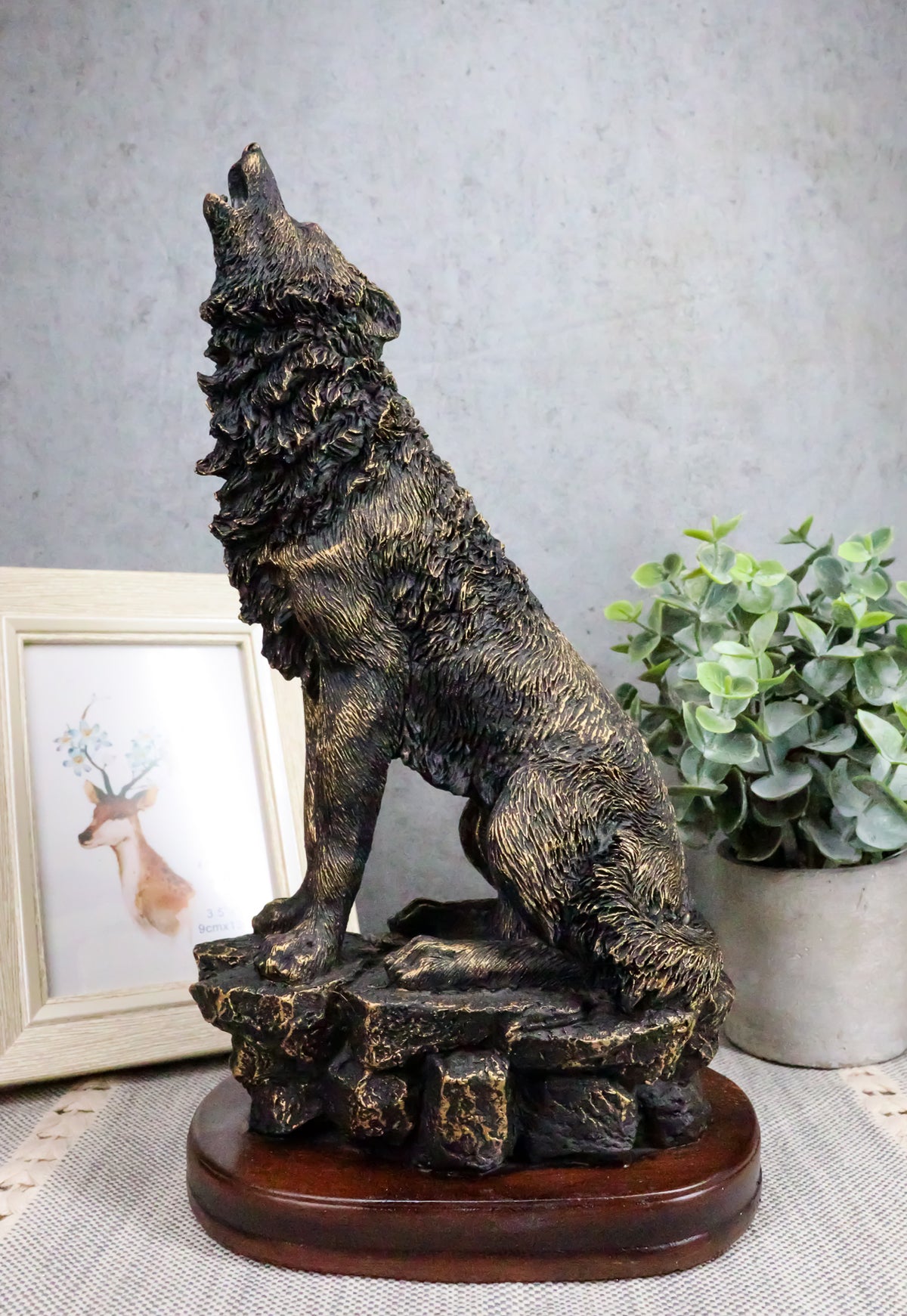 Ebros Howling Wolf Statue 10.5" Tall Alpha Wolf Pack Figurine in Faux Bronze