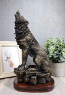 Ebros Howling Wolf Statue 10.5" Tall Alpha Wolf Pack Figurine in Faux Bronze
