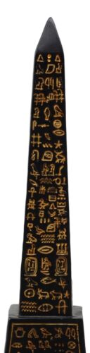 Ebros Egyptian Temple of Ra Gold Black Luxor Obelisk With Hieroglyphs Statue 8"H