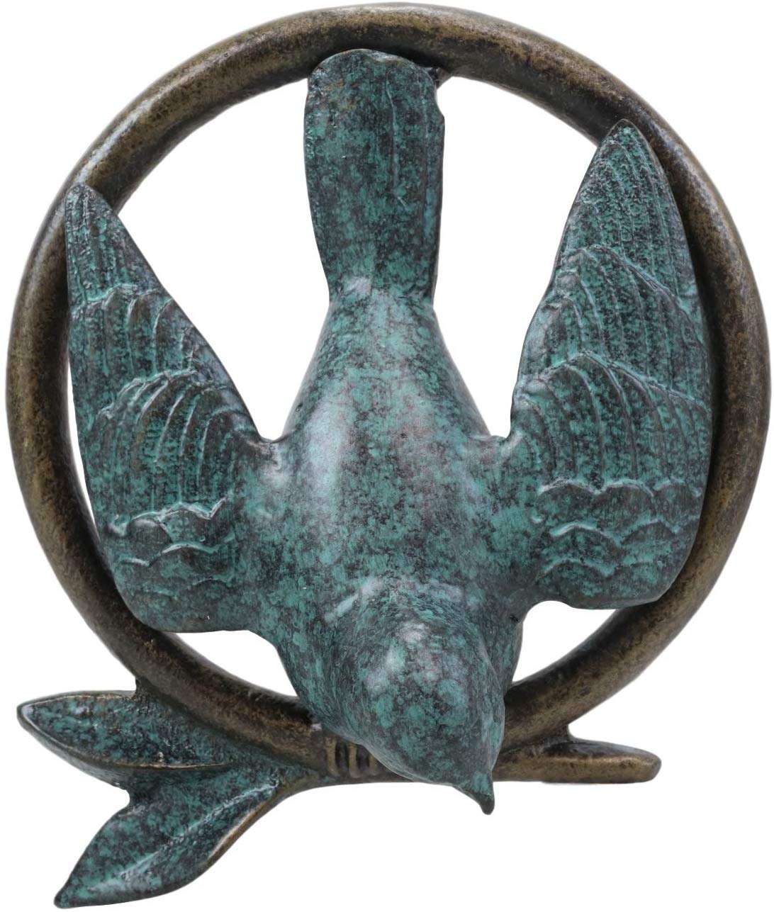Ebros 6.25" Tall Aluminum Dove Perching on Celtic Claddagh Ring Door Knocker - Ebros Gift