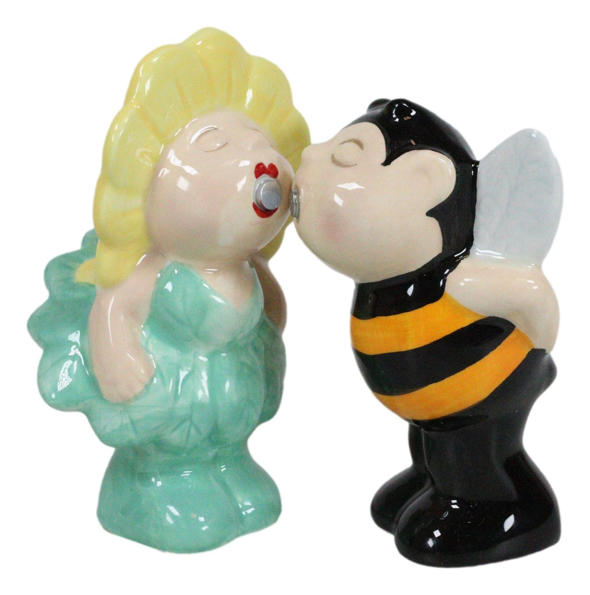 Bee My Honey! Bumblebee And Sunflower Kissing Ceramic Salt Pepper Shakers Set