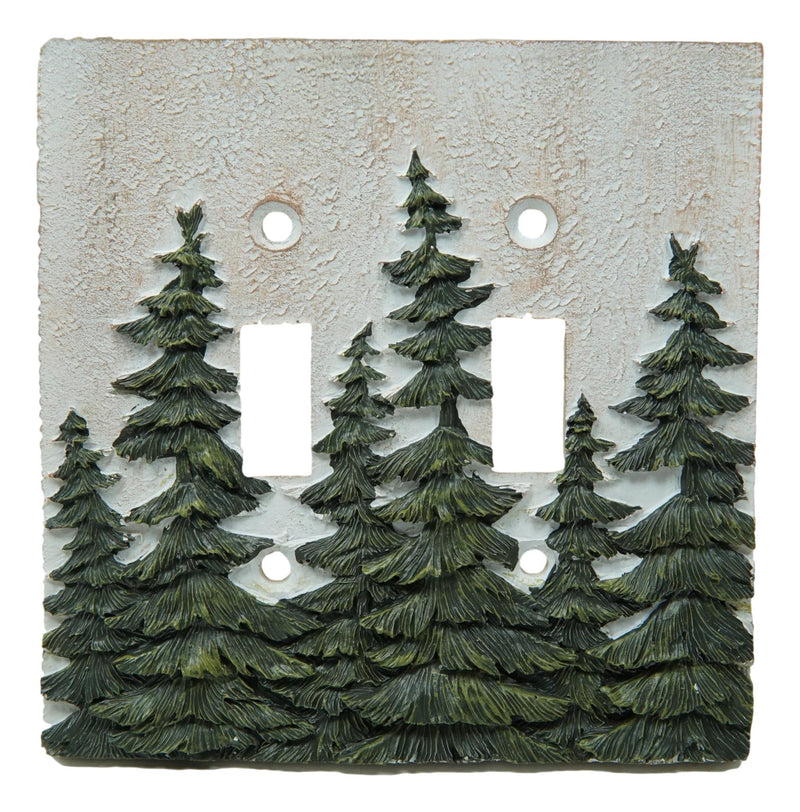 Rustic Evergreen Pine Trees Forest Wall Cover Plate 2-Pack Double Toggle Switch