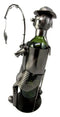 Ebros Camper Fishing Fisherman Catching Fish Hand Made Metal Wine Bottle Holder