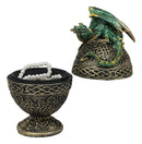 Ebros Gift Green Dragon Perching On Celtic Knotwork Decorative Box