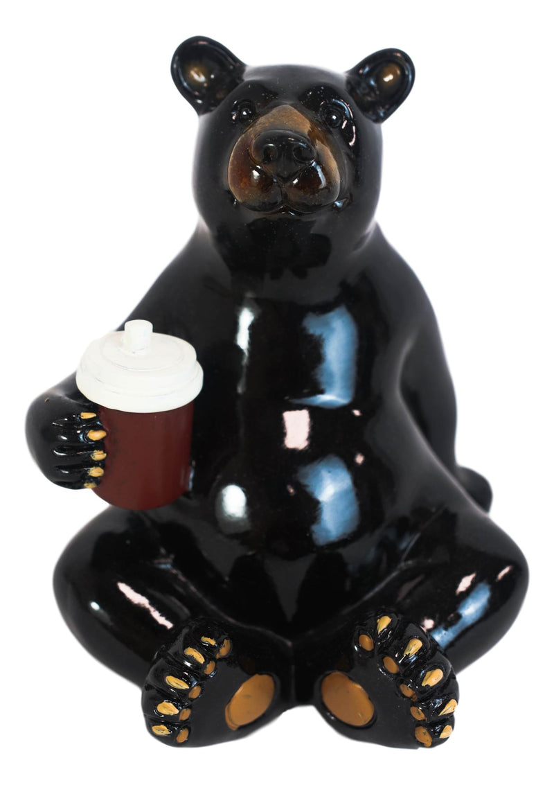 Western Rustic Black Bear Sitting With Red Cooler Tumbler Figurine Summer Bears