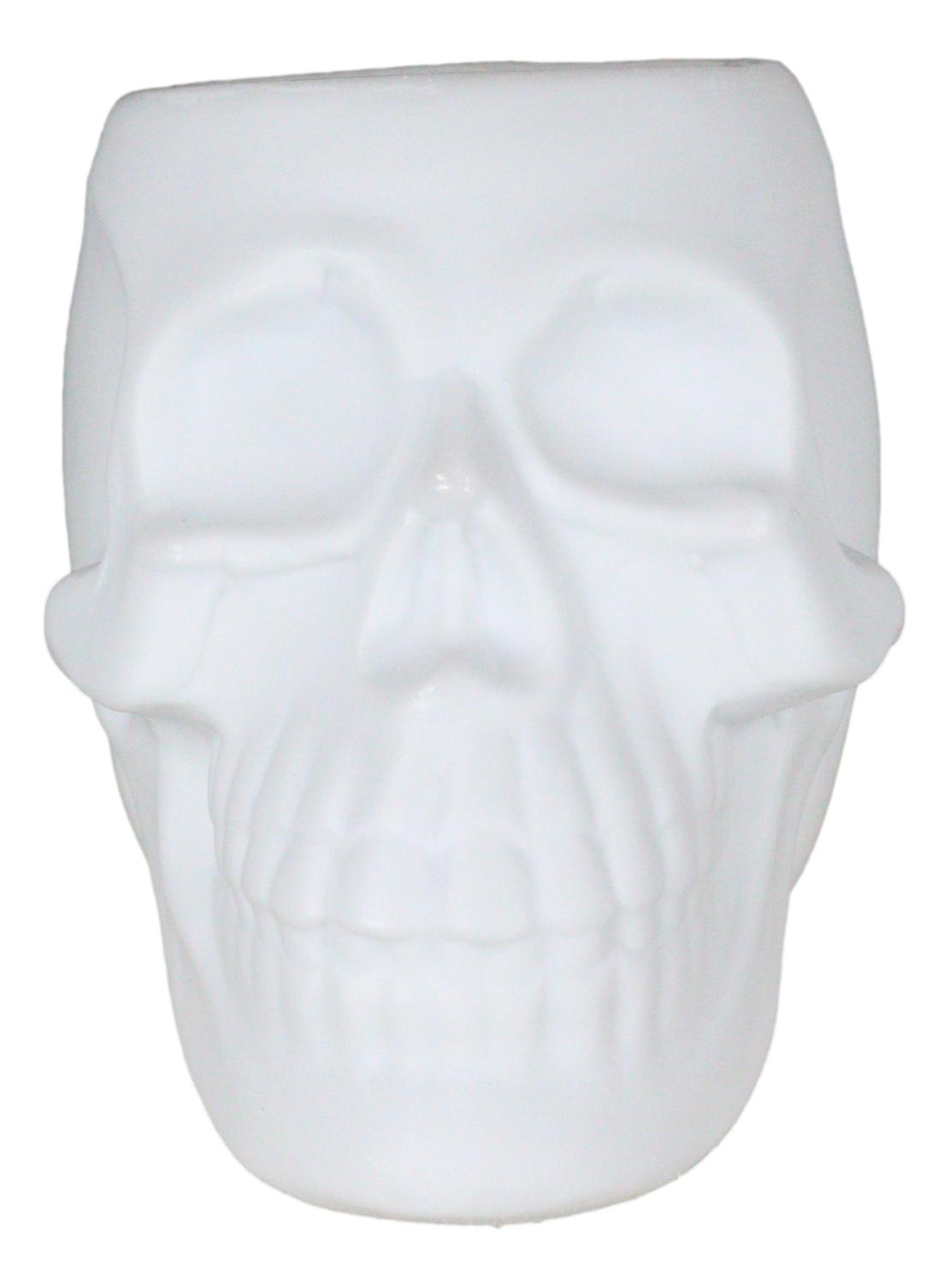 Matte White Gothic Skull Skeleton Ceramic Votive Candle Essential Oil Warmer
