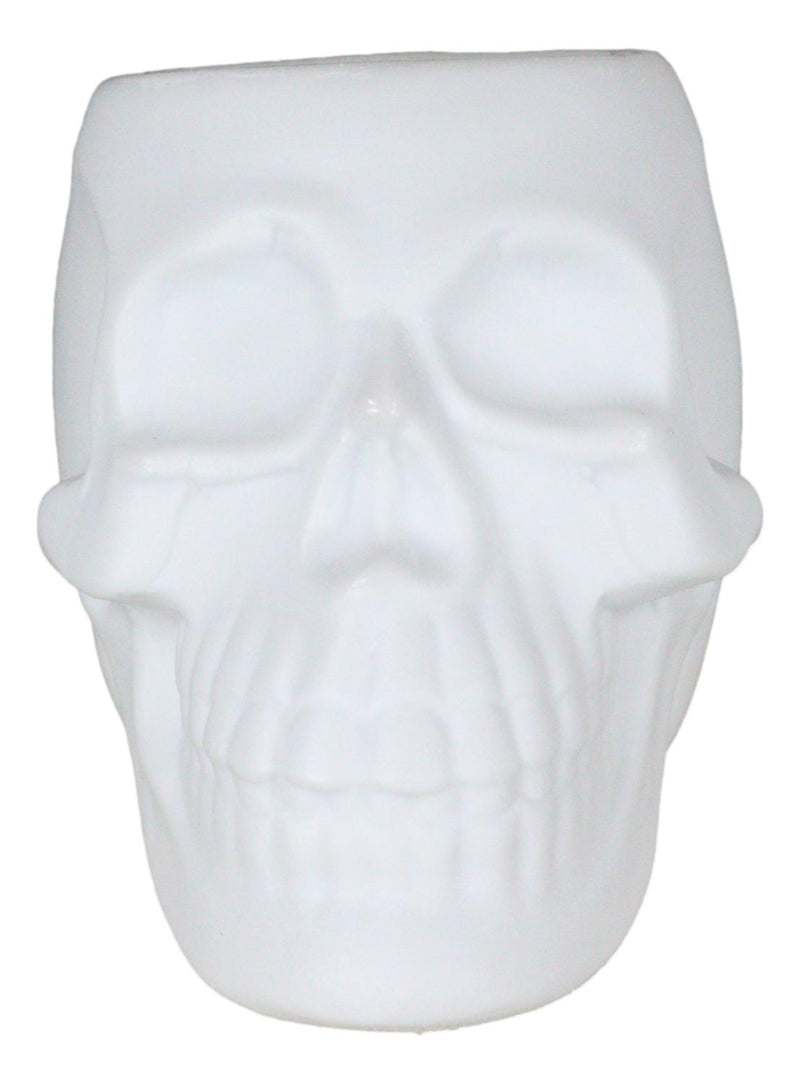 Matte White Gothic Skull Skeleton Ceramic Votive Candle Essential Oil Warmer