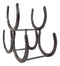 Large Cast Iron Rustic Farmhouse Stacked Horseshoes 3 Bottles Wine Holder Racks