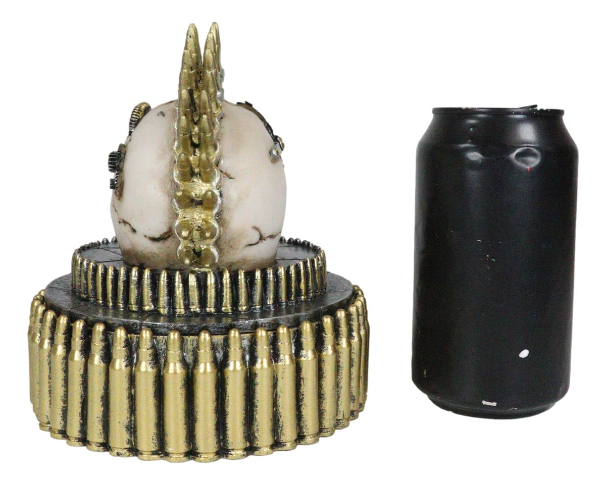 Steampunk Geared Cyborg Rifle Bullets Mohawk Skull Decorative Jewelry Box