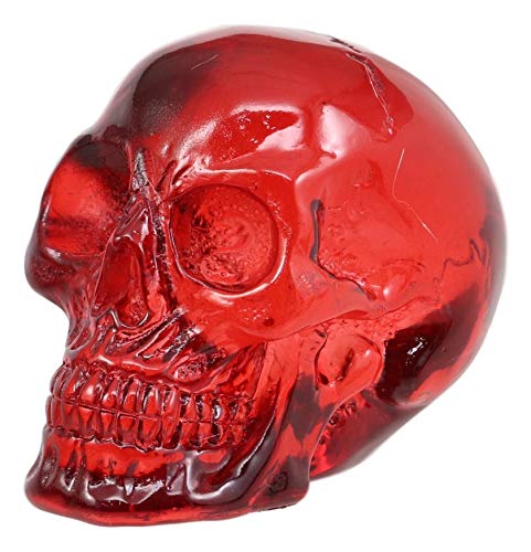 Pack of 4 Red Translucent Witching Hour Gazing Skull Miniature Figurines 2.5"L