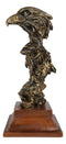 Patriotic Rustic American Bald Eagles Head Bust Figurine With Faux Wood Stand