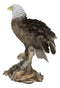 Realistic American Pride Patriotic Bald Eagle Perching On Wood Stock Statue 17"H