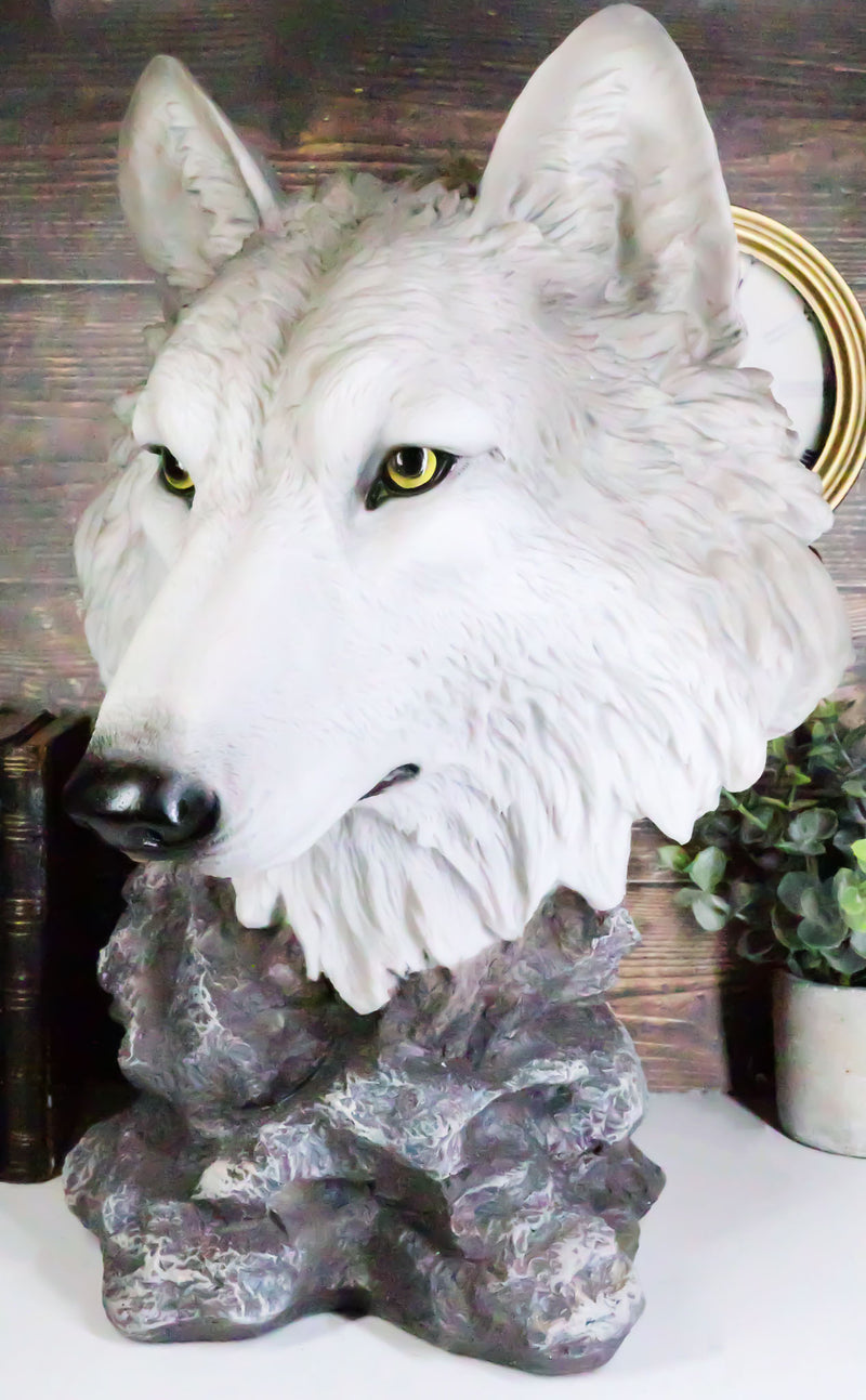 Realistic Large Gray Wolf Head Bust Statue 16