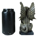 Ebros Lion Gargoyle with Griffin Wings Crouching On Pedestal Statue 6.5" Tall