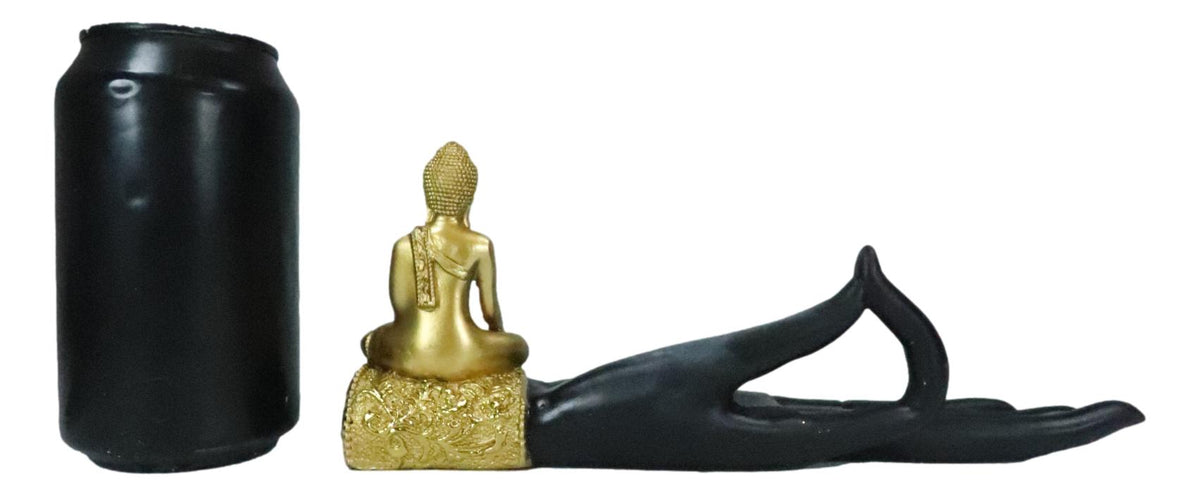 Feng Shui Yoga Shunya Mudra Golden Buddha Palm Hand Incense Burner Figurine