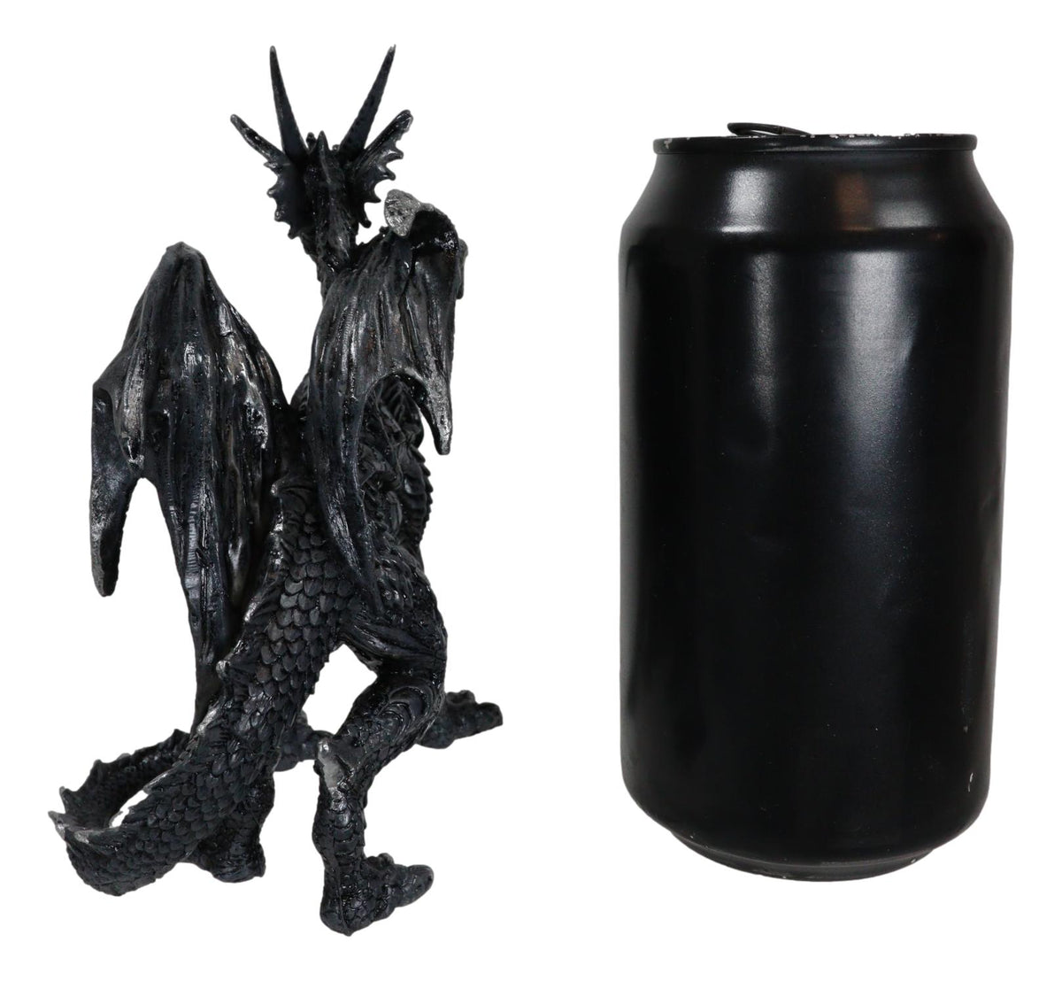 Gothic Fantasy Medieval Ember Crystal Heart Black Dragon Crouching Figurine