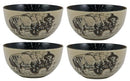 Ebros Pack Of 4 American Bison Abstract Art Bowl Set Perfect For Cereal , Soup