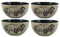 Ebros Pack Of 4 American Bison Abstract Art Bowl Set Perfect For Cereal , Soup