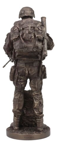 Large Military War Parachutist Soldier Paratrooper Carrying Rifle Statue 12.75"H