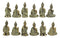 Golden Miniature Meditating Buddha Amitabha Many Mudra Poses Figurine Set of 12