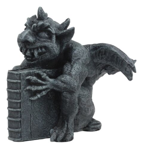 Gothic Guardian Of Bibliography Horned Gargoyle Statue 4.5"Tall Crazy Bookworm