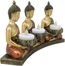 Ebros Trikaya Three Meditating Buddha Votive Tea Light Candles Holder 10.75" L