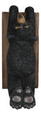 Whimsical Rustic Western Black Bear Clinging On Faux Wood Plank Wall Coat Hook
