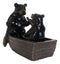 Western Rustic Black Bears Father and Son Family Rowing Canoe Boat Figurine