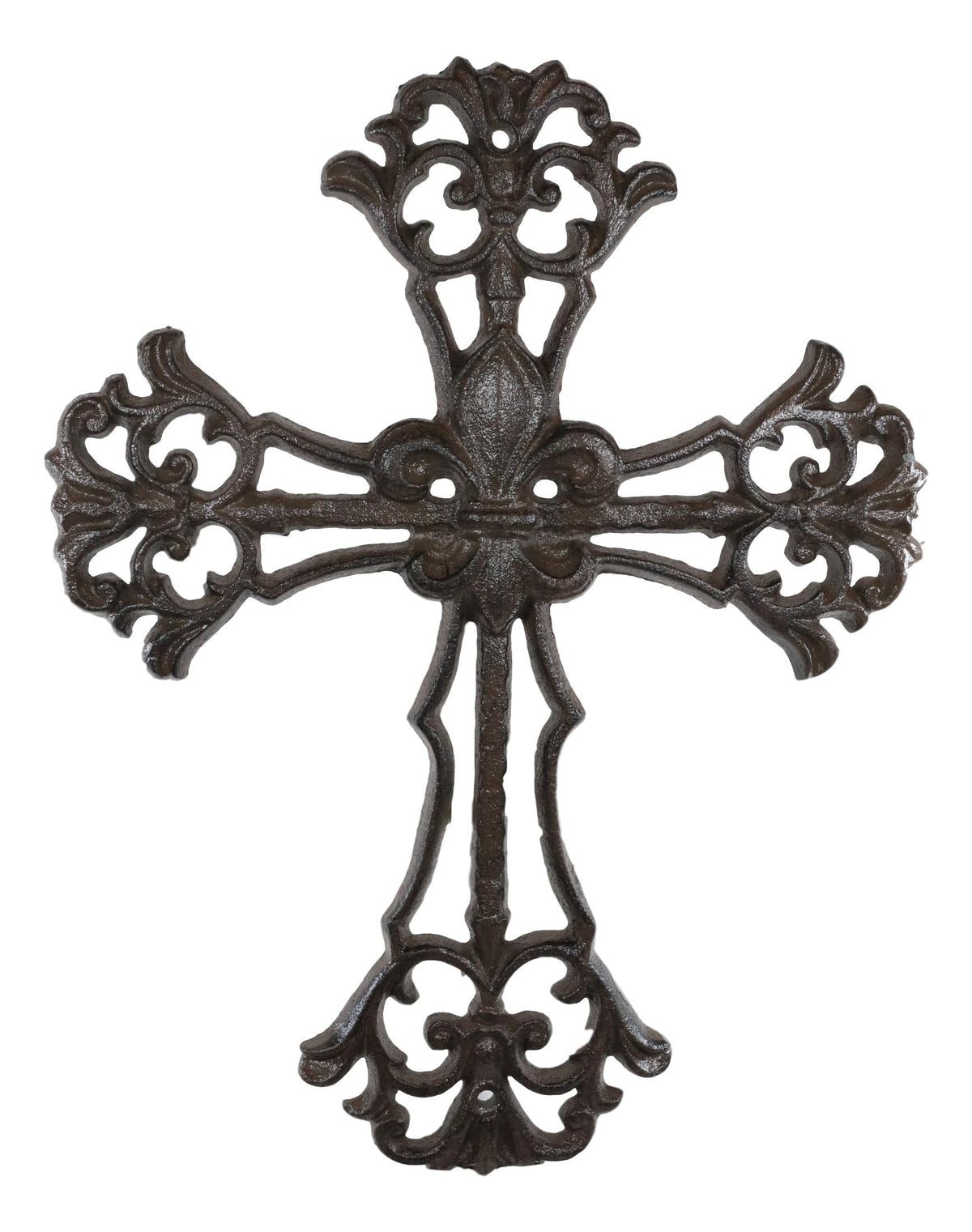 Cast Iron Rustic Southwest French Lily Fleur De Lis Scroll Art Wall Cross Decor