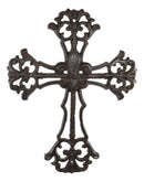 Cast Iron Rustic Southwest French Lily Fleur De Lis Scroll Art Wall Cross Decor
