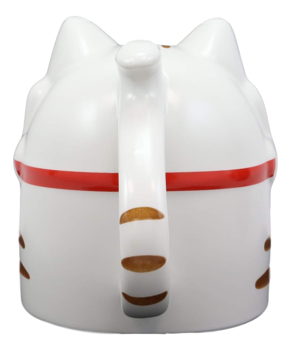 Topsy Turvy Lucky Cat Maneki Neko With Pink Fish Belly Ceramic Coffee Mug