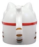 Topsy Turvy Lucky Cat Maneki Neko With Pink Fish Belly Ceramic Coffee Mug