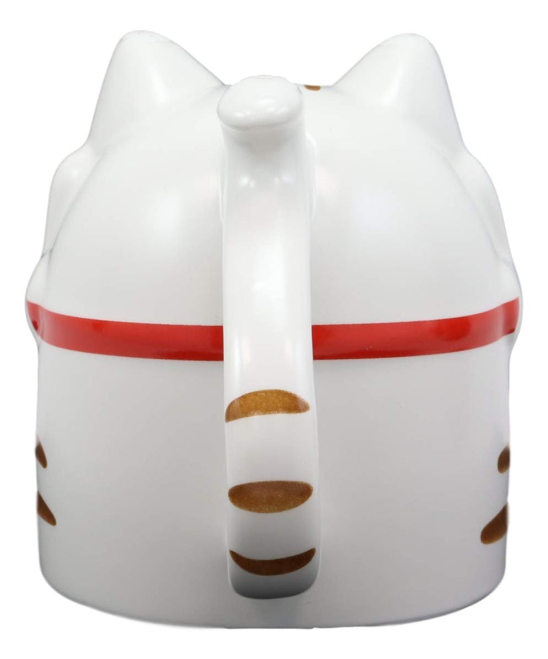 Topsy Turvy Lucky Cat Maneki Neko With Pink Fish Belly Ceramic Coffee Mug