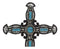 Rustic Western Scroll Art Turquoise Gem Rocks With Silver Clam Shells Wall Cross