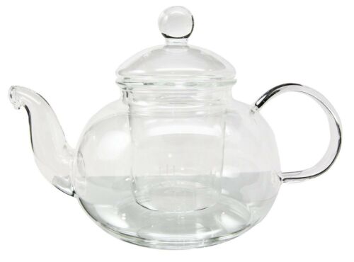 Ebros Glass Tea Pot With Tea Leaves Infuser Medium 5.25" Tall 28 Ounce Capacity - Ebros Gift