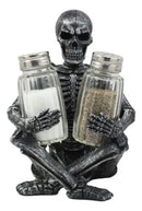 Ebros Gothic Sitting Skeleton Salt And Pepper Shakers Holder Figurine Set 6.25"H