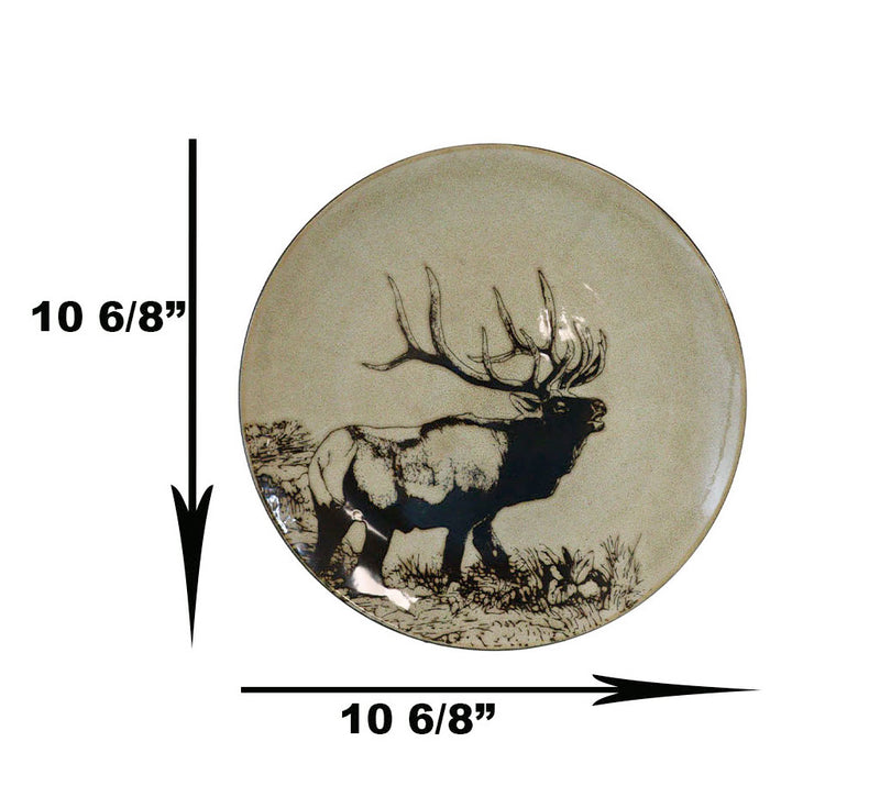 Ebros Forest Giant Emperor Bull Elk Large Round Dinner Plate Set of 2 10.75"D
